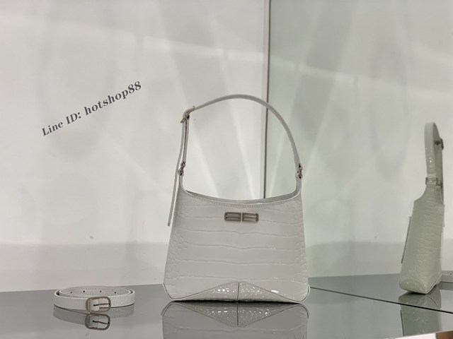 Balenciaga專櫃爆新款肩背女包 巴黎世家XX鱷魚紋壓花小號新月包 fyj1908